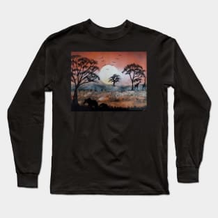 African Sunset with wild animals roaming freely Long Sleeve T-Shirt